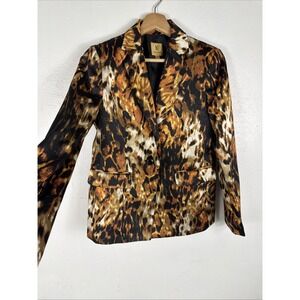 🐯🐅 KASPER - SATINY COPPER TIGER PRINT 1-BUTTON BLAZER JACKET- NWT -‎ SZ 2 P